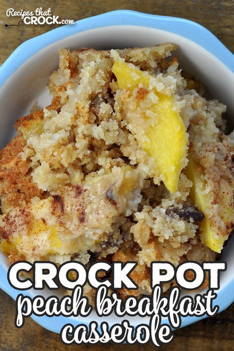 This Crock Pot Peach Breakfast Casserole is a delicious recipe that can be throw together in a cinch and gives you an amazing breakfast or brunch! via @recipescrock Breakfast In Crockpot, Crock Pot Breakfast Recipes, Peach Breakfast, Sweet Breakfast Casserole, Cobbler Peach, Best Southern Recipes, Crockpot Desserts, Crockpot Breakfast Casserole, Breakfast Crockpot Recipes