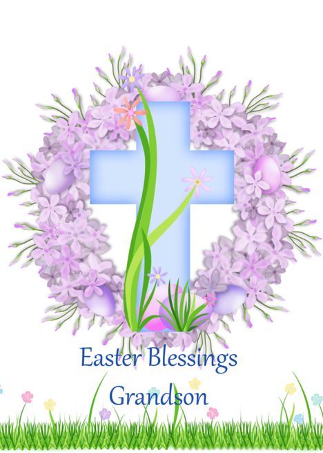 Happy Easter Grandson, blue cross, lilac wreath card Lilac Wreath, Blue Cross, Card Card, Happy Easter, Birthday Cards, Lilac, Wreath, Greeting Cards, Easter