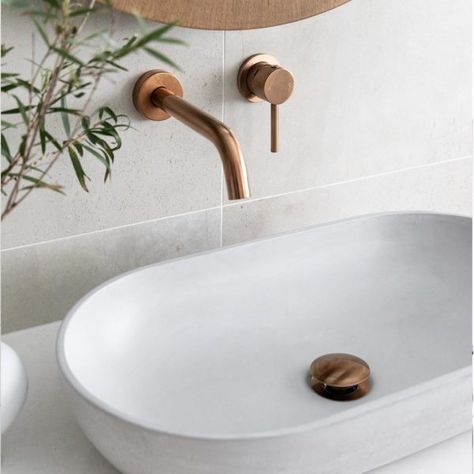 Abi Bathrooms, Brushed Brass Bathroom, Abi Interiors, Copper Taps, Copper Accessories, Copper Bathroom, Bathroom Tapware, Brushed Copper, Shower Rail