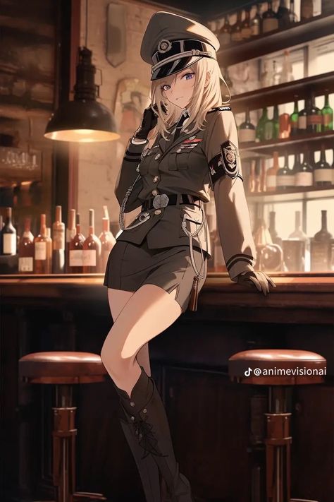 Russian Anime Character, Military Anime Woman, Anime Soldier Woman, Anime Military Female, Anime Military Uniform, German Anime, Ww Girl, Russian Anime, Anime Uniform