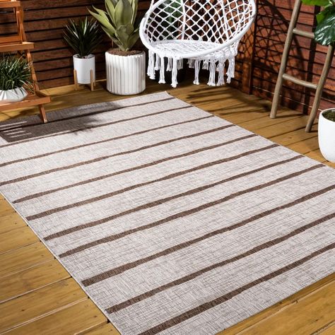 Gracie Oaks Siedentopf Striped Beige/Brown Indoor / Outdoor Area Rug & Reviews | Wayfair Eclectic Area Rug, Brown Color Schemes, Rug Designs, Synthetic Rugs, Berber Rugs, Bohemian Area Rugs, Striped Rug, Outdoor Area Rug, Indoor Outdoor Area Rugs