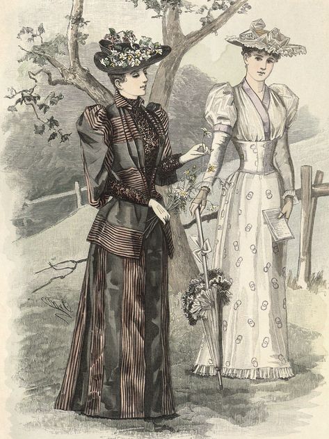 Fashion Plate - Freja Magazine - 1891 1891 Fashion, 1899 Fashion, Victorian Dresses, Victorian Era Fashion, 1890s Fashion, Decades Of Fashion, Victorian Paintings, 1800s Fashion, Fashion Illustration Vintage