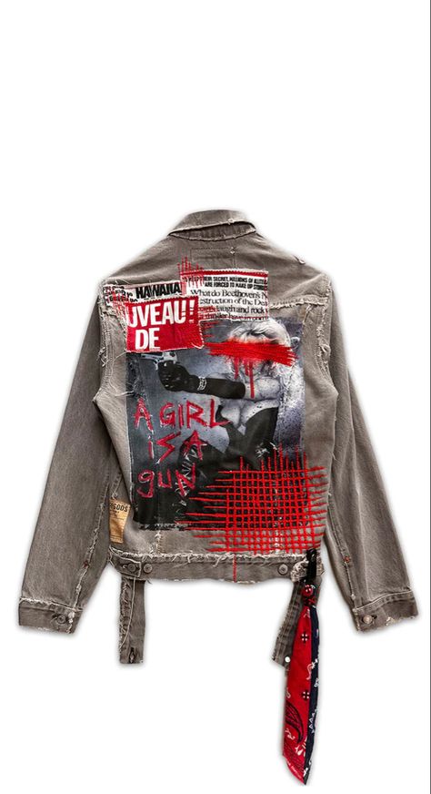 Dust Of Gods, Gods Artwork, Jacket Diy, Custom Jean Jacket, Painted Clothes Diy, Unique Clothes, Machine Stitching, Custom Denim Jacket, Battle Jacket