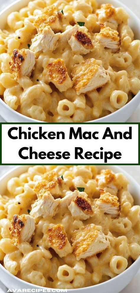 Searching for a crowd-pleaser? This Chicken Mac and Cheese is a delightful blend of flavors that makes for a perfect potluck dish. Easy to whip up, it’s sure to become a family favorite! Baked Chicken And Mac And Cheese, Mac N Cheese Chicken Casserole, Easy Dinner Recipes For Family Of 7, Easy Chicken Mac And Cheese, Crock Pot Chicken Mac And Cheese, Chicken Mac And Cheese Crock Pot, Baked Mac And Cheese With Chicken, Baked Chicken Mac And Cheese, Crockpot Chicken Mac And Cheese