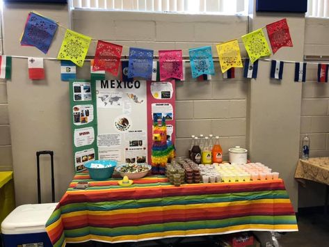 Mexico World Thinking Day Girl Scouts, Mexico Project Ideas, Mexico Booth Ideas, World Thinking Day Mexico, School Fair Booth Ideas, Mexico Poster Board Project, Booth Ideas For School Fair, Cultural Day At School Ideas, Mexico Project