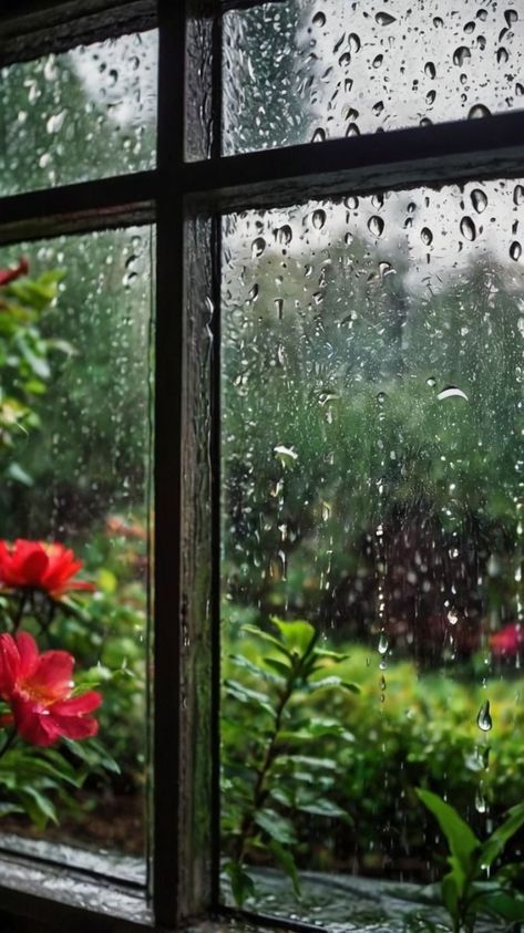 Rain View From Window, Rainy Scenery, Rain Drops On Window, Rain On Window, Rainy Streets, Rainy Window, Rain Window, Window Views, Cozy Rainy Day