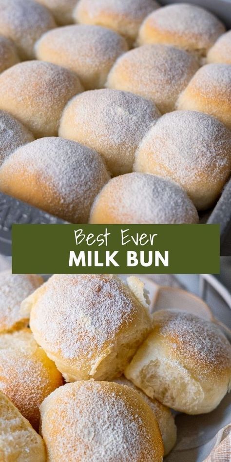 Milk Buns, Homemade Milk, Milk Bun, Rasa Malaysia, Soft Milk, Buns Recipe, Sweet Buns, Sweet Recipes Desserts, Bread Bun