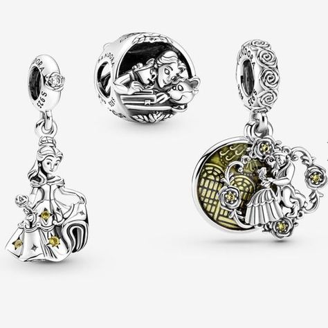  PANDORA Disney Princess Beauty and the Beast Charm Trio Charms Disney, Pandora Princess, Pandora Charms Disney, Princess Beauty, Pandora Disney, Disney Beauty And The Beast, Pandora Jewelry, Pandora Charms, The Beast