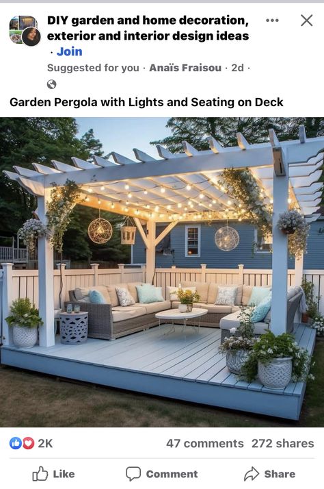 Outdoor Furniture Under Pergola, Pergola Lighting, Beach Necessities, Backyard Gazebo, Deck Designs Backyard, Patio Garden Design, Diy Backyard Landscaping, Outdoor Gardens Design, Beach Hacks