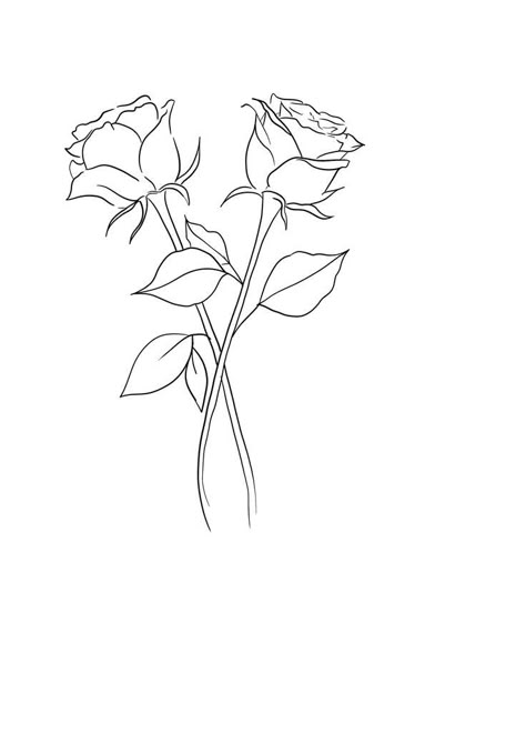 White Roses Tattoo Design, 3 Roses Tattoo Design Outline, Rose Line Work Tattoo Design, Rose Tattoo Fine Line, Roses Outline, Fine Line Rose Tattoo, Rose Bud Tattoo, Rose Line Drawing, Rose Outline Tattoo