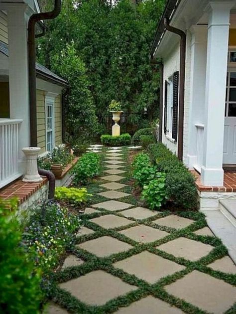 46+ Beautiful Front Yard Path Walkway Design Ideas - Page 43 of 47 Pallet Gardening, Funny Vine, Garden Succulents, Courtyard Landscaping, Backyard Walkway, Pathway Landscaping, Walkways Paths, Small Front Yard Landscaping, Garden Walkway