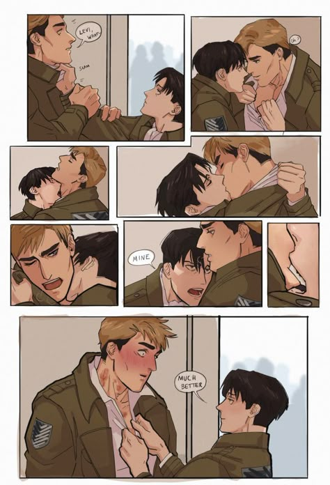 Rozavay Eruri, Eruri Fanart Cute, Erwin Smith Drawing, Eruri Comic, Jean X Eren, Eruri Fanart, Aot Manga, Levi And Erwin, Desain Buklet