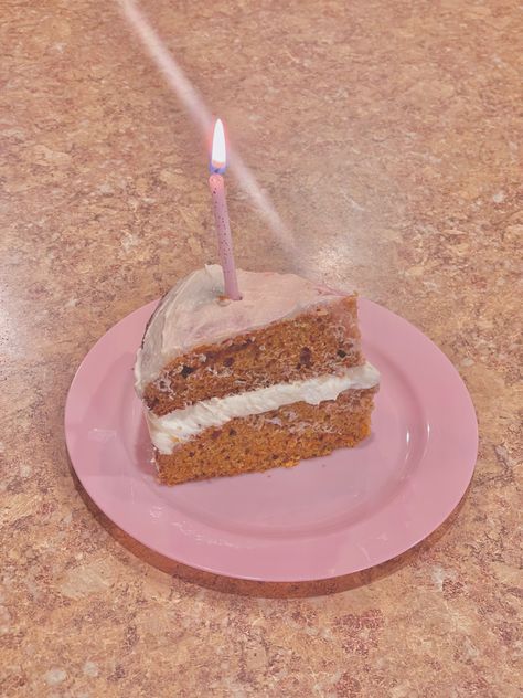 Slice Of Cake Aesthetic, Cake Slice Aesthetic, Pink Cake Slice, Birthday Cake Slice, Slice Of Birthday Cake, Trendy Cakes, Birthday Cake Cake, Purple Cakes, Candle Aesthetic