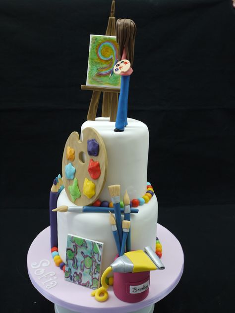 Artist Cake - CakeCentral.com Artist Birthday Cake, Painter Cake, Art Party Cakes, Art Birthday Cake, Birthday Cake Images, Artist Cake, Customized Cake, Artist Birthday, Realistic Cakes