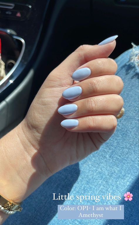 Almond lavender manicure Spring Nails Opi Gel 2024, I Am What I Amethyst Opi Dip, Light Blue Opi Gel Polish, Spring Nails 2024 Opi, Opi Light Blue Nail Polish, Opi Periwinkle Blue, Opi I Am What I Amethyst, Opi Light Purple, Opi Blue Gel Polish