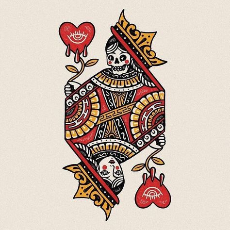 King Of Hearts Tattoo, Card Tattoos, Joker Card Tattoo, Cthulhu Tattoo, 3d Print Shop, Playing Card Tattoos, Queen Of Hearts Tattoo, Queen Of Hearts Card, Cup Tattoo