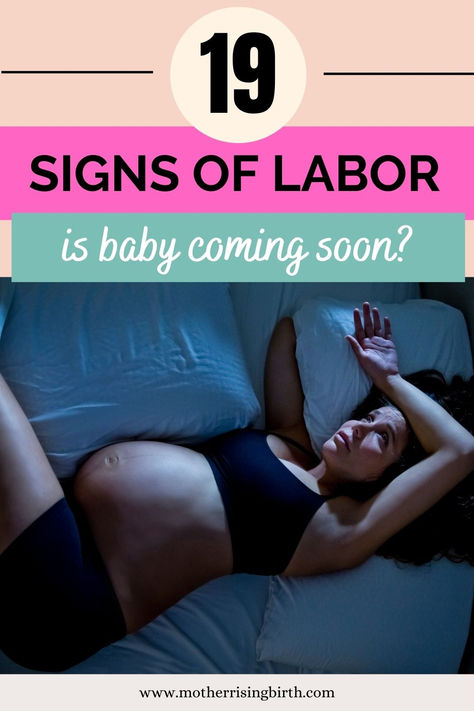 A list of 19 early signs of labor to help first time moms know if baby is coming soon or it's just end of third trimester pregnancy symptoms. Sometimes it's hard to tell the difference! Braxton hicks contractions, mucus plugs, back ache, and more are listed and described to help new moms know if they're in labor. Click through for the full list! Third Trimester Symptoms, Signs Of Labor Coming Soon, Signs Of Labor, Holistic Motherhood, Signs Of Labour, Holistic Pregnancy, Mucus Plug, Baby Is Coming, Holistic Fertility