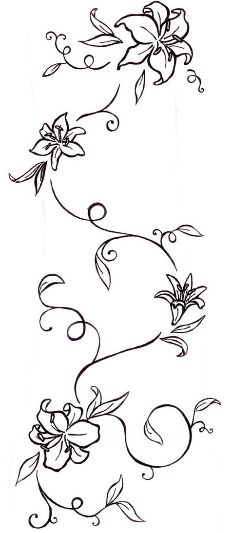 Simple scroll Rose Vine Tattoos, Wildflowers Tattoo, Flower Vine Tattoos, Hibiscus Flower Tattoos, Vine Tattoo, Girl Arm Tattoos, Vine Tattoos, Tattoo Stencil Outline, Rose Tattoo Design