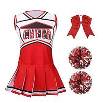 Cute Uniform, Girls Cheerleader Costume, Cheer Practice Wear, Cheerleader Halloween, Cheer Costumes, Cheer Tops, Cheerleading Pom Poms, Matching Top And Skirt, Costume For Girls