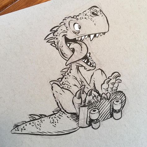 Hope your Monday is #radical. Another skateboarding dinosaur as suggested by @videogamebear . #dinosaur #dino #cartoon #animation #sketchbook #breaksketch #skateboardingdinosaur Dino Cartoon, Jurassic Park Tattoo, Dinosaur Tattoos, Arte Doodle, Dinosaur Images, Dinosaur Drawing, Dragon Sketch, Dinosaur Art, Cartoon Dinosaur