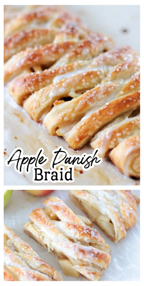 Apple Danish Braid, Braided Danish Pastry, Braided Apple Puff Pastry, Apple Danish Recipe, Puff Pastry Apple Pie, Puff Pastry Braid, Danish Braid, Danish Bread, Freezer Desserts