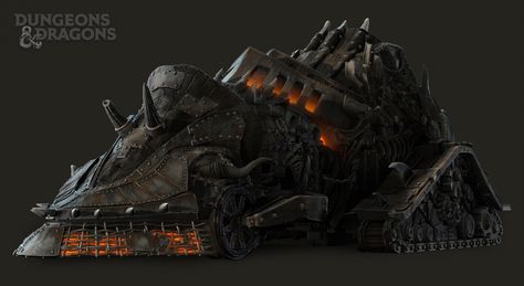 Infernal War Machine, Chris Allen on ArtStation at https://www.artstation.com/artwork/1nl20q Dnd Vehicles, Fantasy Machine, Rogue Archetypes, Fantasy Vehicles, Active Campaign, Fantasy Demon, Dungeons And Dragons 5e, Dnd Monsters, Dice Box