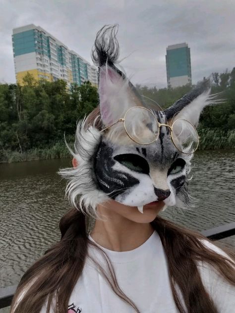 Marble Fox Therian Mask, Therian Mask Ideas Calico Cat, Horse Therian Mask, Cat Mask Ideas, Wolf Therian Mask, Therian Mask Ideas, Therian Cat Mask, Cat Mask Diy, Aesthetic Characters