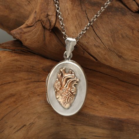 Anatomical Heart Locket, Heart Transplant Jewelry, Compass Locket Necklace, Traveler Gift For Men, Unique Gifts For Women, Sterling Silver by DesignsBloom on Etsy Necklace Locket Vintage, Men’s Locket, Locket Design For Men, Mens Locket, Locket For Men, Unique Locket Necklace, Compass Locket, Vintage Locket Necklace, Unique Locket