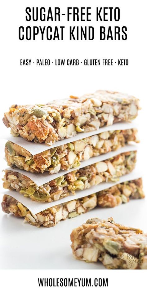 The Best Sugar-Free Low Carb Granola Bars Recipe - Kind Bar Copycat - Want to know how to make homemade Kind Bars? Try this Kind Bar recipe copycat. They're the easiest low carb, gluten-free, sugar-free granola bars ever. Sugar Free Granola Bars, Homemade Kind Bars, Low Carb Granola Bars, Sugar Free Granola, Granola Bars Recipe, Kind Bar, Low Carb Granola, Keto Granola, Desserts Keto