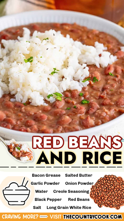 Red Beans and Rice is a simple Lousiana recipe that combines tender red beans, the perfect blend of seasonings, and hearty rice to create a truly comforting and flavorful southern meal. Red Beans And Rice With Cornbread, Red Beans And Rice With Bacon, Red Beans And Rice Recipe Easy Crock Pot, Easy Kidney Bean Recipes, Kardea Brown Red Beans And Rice, Caribbean Red Beans And Rice, Red Beans And Rice Canned Beans, Stovetop Red Beans And Rice, Red Beans N Rice