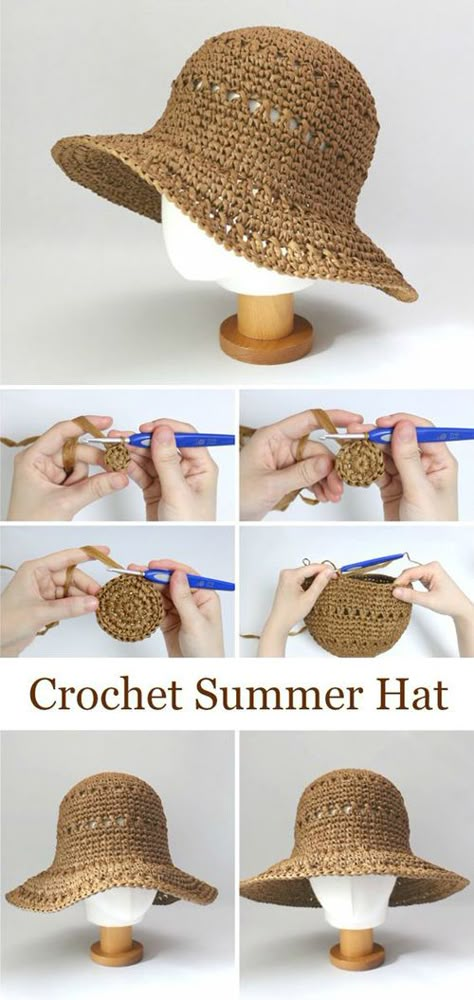 Summer Hat - Free Crochet Pattern & Tutorial Crochet Summer Hat, Crochet Summer Hats, Crochet Sun Hat, Crochet Hat Free, Crochet Hats Free Pattern, Crochet Summer, Summer Hat, Crochet Hat Pattern, Crochet Beanie