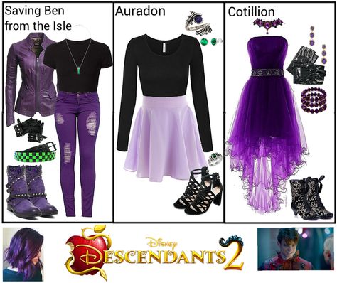 Descendants Mals Outfits, Mal Outfits Descendants Diy, Disney Descendants Inspired Outfits, Mal Descendants Outfit Ideas, Descendants Inspired Outfits Mal, Descendants Clothes Inspired Outfits, Descendants Dresses, Mal Inspired Outfit, Mal Descendants Outfit