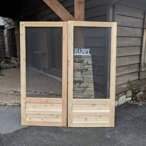 Cedar Screen, Screened Porch Doors, Custom Screen Doors, Screened In Porch Diy, Diy Screen Door, Porch Diy, Screen Porches, Screened Porch Designs, Sliding Screen Doors