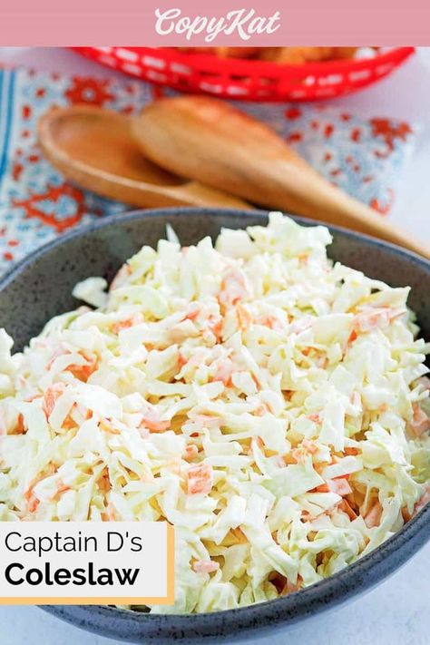 The best ever coleslaw that's perfect for fried fish and fish tacos. It's creamy, tangy, and sweet. Get this easy Captain Ds copycat recipe and make delicious cole slaw for a tasty side dish. Fish Batter Recipe, Easy Coleslaw, Coleslaw Recipe Easy, Slaw Dressing, Coleslaw Dressing, Homemade Coleslaw, Creamy Coleslaw, Cole Slaw, Vegetarian Cabbage