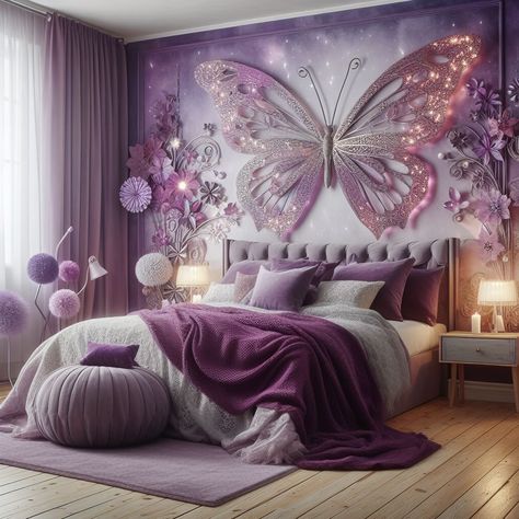 Purple Butterfly Room Ideas, Butterfly Bedroom Ideas Kids, Bedroom Ideas Interior Design, 2025 Wishlist, Decorating Ideas Bedroom, Luxury Bedroom Interior, Comfortable Bedroom Decor, Stylish Living Room Furniture, Purple Room Decor