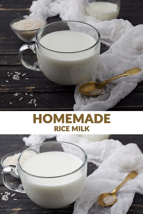 How To Make Rice Milk Recipes, Rice Milk Recipe Homemade, Homemade Rice Milk, How To Make Rice Milk, Rice Milk Recipe, Recipe For Rice, Milk Substitute, Easy Vegetarian Recipes, Russian Cakes