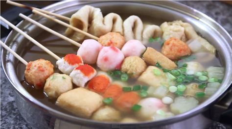 Ingredients:    1 pound of odeng   wooden sticks   Pot brimming with water   1 Korean radish, peeled and slashed   20 expansive dried an... Fish Cake Soup, Korean Radish, Cooking Tutorials, Korean Street Food, Fish Cake, Thai Recipes, 1 Pound, Cooking Dinner, Korean Food