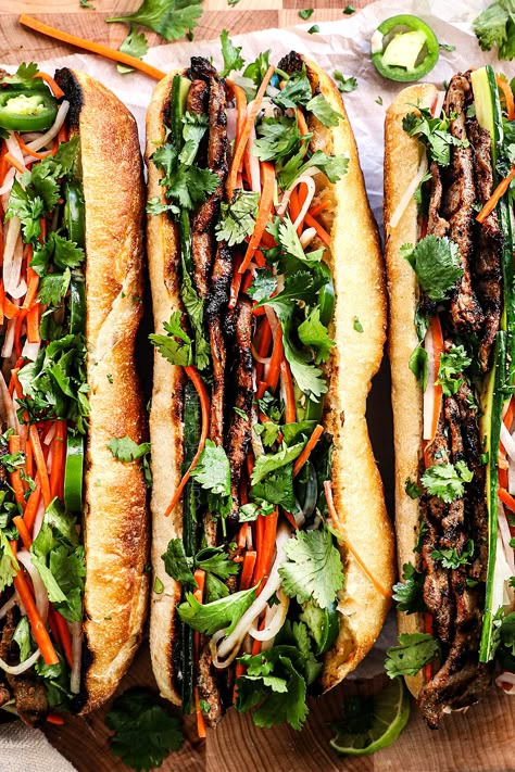 Banh Mi Sandwiches - Carlsbad Cravings Banh Mi Sandwich Recipe, Banh Mi Recipe, Vietnamese Sandwich, Bahn Mi, Banh Mi Sandwich, Carlsbad Cravings, Sandwiches And Wraps, Banh Mi, Sandwich Recipe