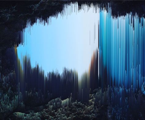 pixel sorting artwork called Hollow Earth Glitch Concept Art, Pixel Sorting, Light Fest, Tv Static, Website Concept, Eleanor Rigby, Hollow Earth, Breath Of Life, Digital Texture