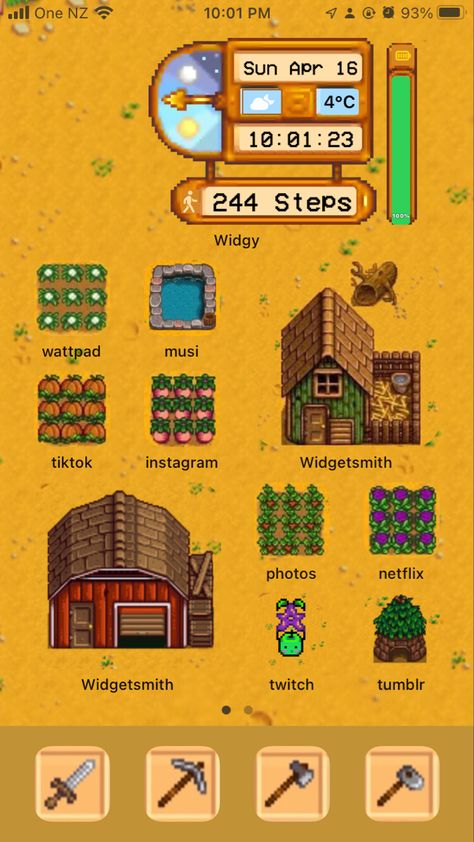 Stardew Valley Themed Phone, Stardew Valley Home Screen, Stardew Valley Phone Layout, Stardew Valley Iphone Layout, Stardew Valley Phone Icons, Stardew Valley Homescreen, Stardew Valley Phone Wallpaper, Stardew Valley Lockscreen, Stardew Valley Wallpaper Iphone