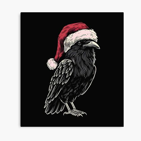 Get my art printed on awesome products. Support me at Redbubble #RBandME: https://www.redbubble.com/i/canvas-print/Christmas-Raven-by-CreepyCornerArt/164192939.5Y5V7?asc=u Scary Christmas, Cool Christmas, Alternative Christmas, Dark Christmas, Bird Design, Christmas Designs, Crows, Ravens, Christmas Design