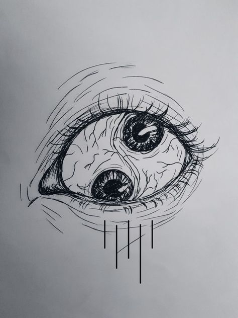 Monster Eyes Drawing, Creepy Eye Tattoo, Eye Tattoo Drawing, Creepy Drawings, Arte Grunge, Dark Art Tattoo, Grunge Art, Dark Art Drawings, Desenho Tattoo