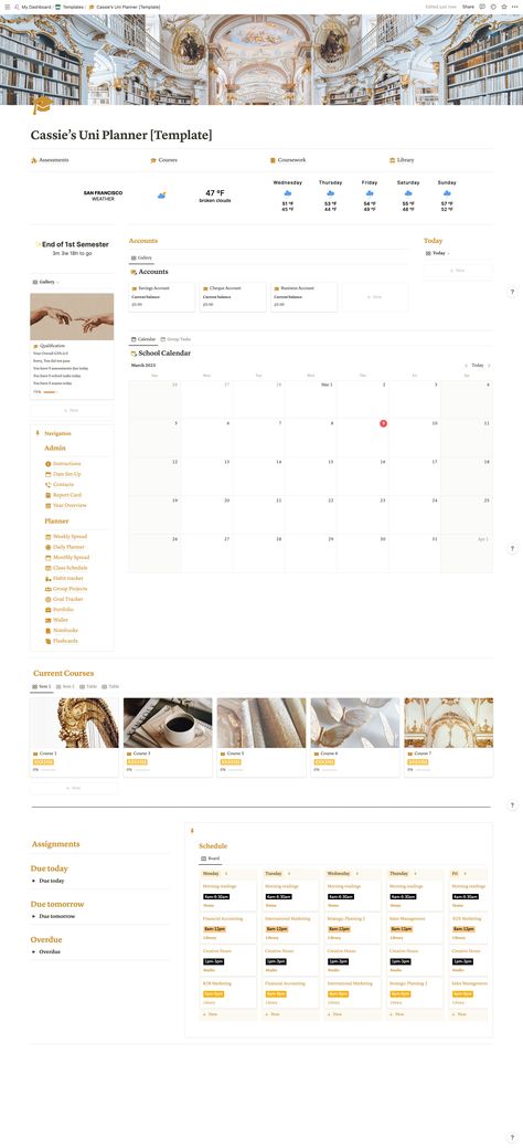 Notion Template Ideas Light Academia, Notion Light Academia, Student Planner Organization, Study Planner Free, Planners For College Students, Interdisciplinary Studies, Student Dashboard, Ultimate Planner, College Planner