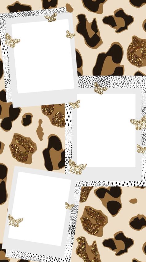 leopard print glitter polaroid picture glitter butterfly background good for pictures to add and make your lock screen Instagram Picture Background, Photo Add Background, Add Pictures Background, Pic Collage On Wall Layout, Picture Templates Aesthetic, Polaroid Background, Polaroid Wallpaper, Photowall Ideas, Leopard Print Background