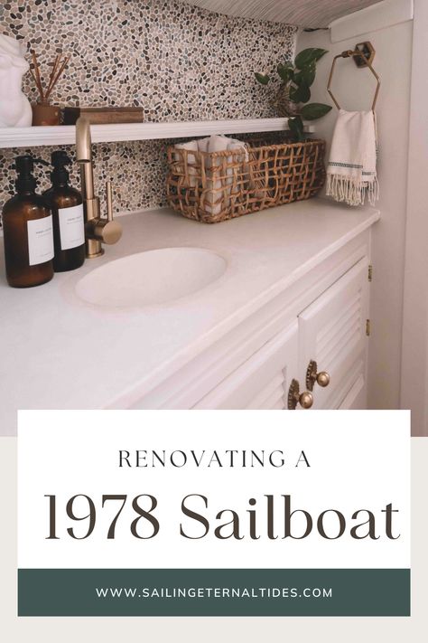 From drab to fab: Our boat renovation project will inspire you to create a stunning living space on the water. With budget-friendly tips and clever storage solutions, you can transform any boat into a cozy and stylish home. #DIYrenovation #boatliving #upcyclingideas #tinyhome #sustainability #smallspaces #minimalistdesign #boatinteriors #oceanlife #livingonwater Bar Cart Ideas For Home, Boat Decorating Ideas Interiors, Yacht Decor Boat Interior, Old Sailboat, Blob Mirrors, Liveaboard Boats, Boat Interior Design, Boat House Interior, Sailboat Interior