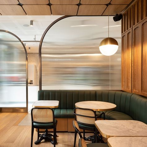 Step into the moody, atmospheric, diners haven at @no.100_flinderslane⁠ ⁠ Up front, a deli with a large round booth and bar seats, ideal for a casual bite. Around the corner, discover an intimate, wood-panelled dining room for up to 20, where sheer white curtains create a serene escape from the bustling street outside. ⁠ ⁠ #DiningSpot #FlindersLane #MelbourneEats⁠ ⁠ Bar Seats, Sheer White Curtains, Restaurant Booths, Corner Booth, Restaurant Booth, Small Restaurant, Booth Seating, White Sheer Curtains, Bar Seating