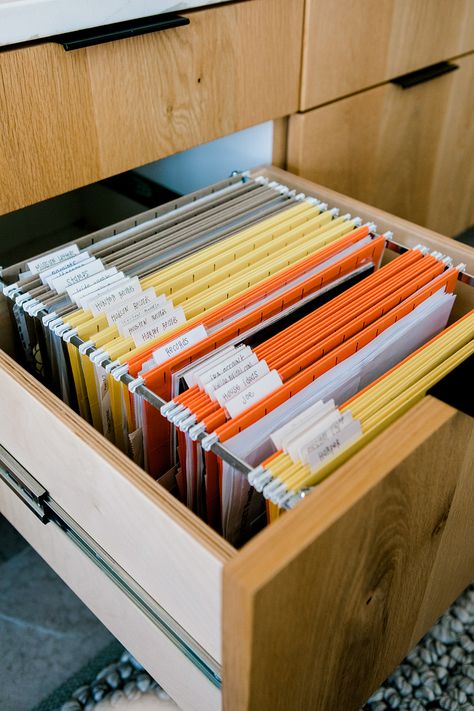 3 Tips for Keeping an Organized Home Office - Kailee Wright Home Office Organization Ideas Storage, Floor Length Windows, Office Renovation Ideas, Office Filing System, Printer Station, Organized Home Office, Kailee Wright, Small Office Design Interior, Office Organization Files