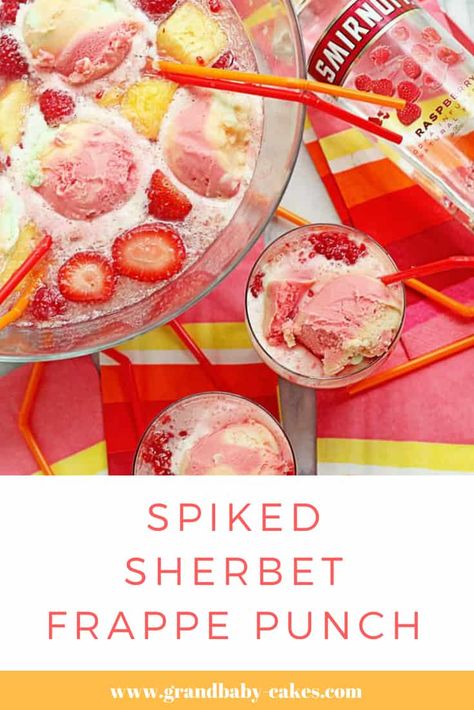 Spiked Punch, Sherbet Punch Recipes, Sherbet Punch, Grandbaby Cakes, Party Punch Recipes, Cocktail And Mocktail, Rainbow Sherbet, Punch Recipe, Beverage Recipes