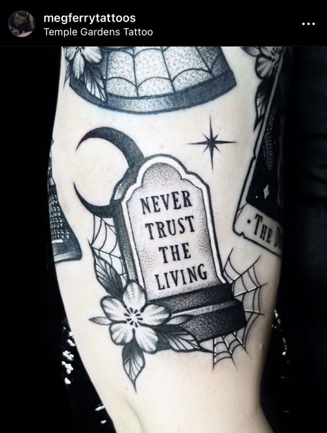 Beetlejuice Tattoo Never Trust The Living, Can I Keep You Tattoo, American Traditional Tim Burton Tattoo, Picture To Burn Tattoo, Victorian Sleeve Tattoo, Spooky Wrist Tattoo, Tim Burton Hand Tattoo, Harry Potter Tattoo Drawings, Plague Doctor Tattoos