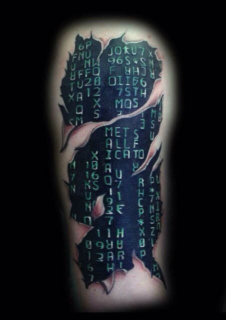 Matrix ! Matrix Code Tattoo, Matrix Tattoo, Code Tattoo, Matrix Code, Tv Tattoo, Left Arm Tattoos, Hand And Finger Tattoos, Elements Tattoo, Tattoos Designs